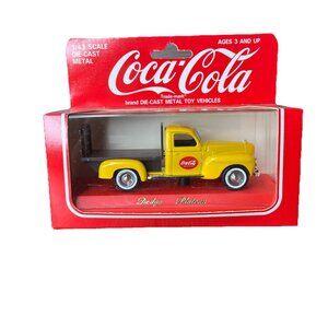 Hartoy Die-cast Metal Coca-Cola Dodge Plateau Toy Truck Yellow Pickup 1979
